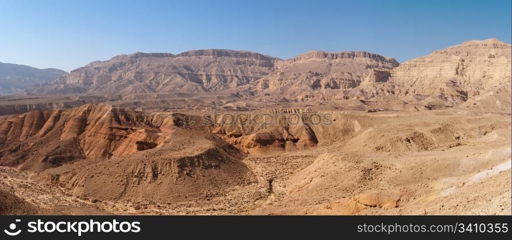 Scenic desert landscape in the Small Crater (Makhtesh Katan) in Israel?s Negev desert