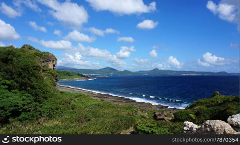 Scenic east coast shore line of Taiwan . Taiwan coastal line