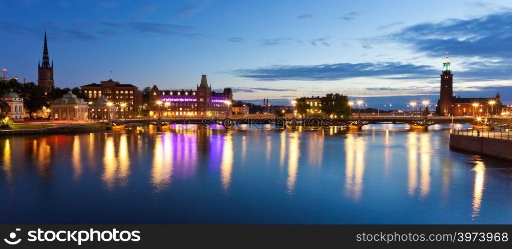 Scenic evening panorama of the Old Town (Gamla Stan) in Stockholm, Sweden