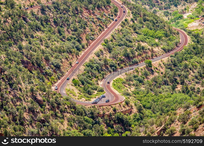 Scenic highway in Zion National Park, Utah, USA