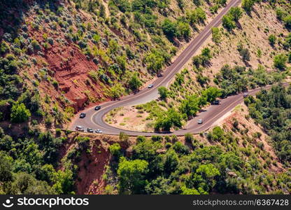 Scenic highway in Zion National Park, Utah, USA