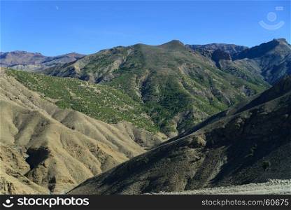 Scenic landscape, Atlas Mountains, Morocco. Travel destination and moroccan landmark - Atlas Mountains, Morocco