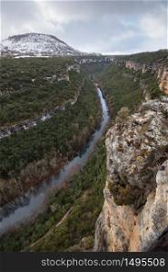 Scenic landscape of Ebro river canyon in Burgos, Castilla y Leon, Spain.