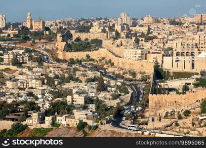 Scenic landscape view of the city of Jerusalem, Israel 