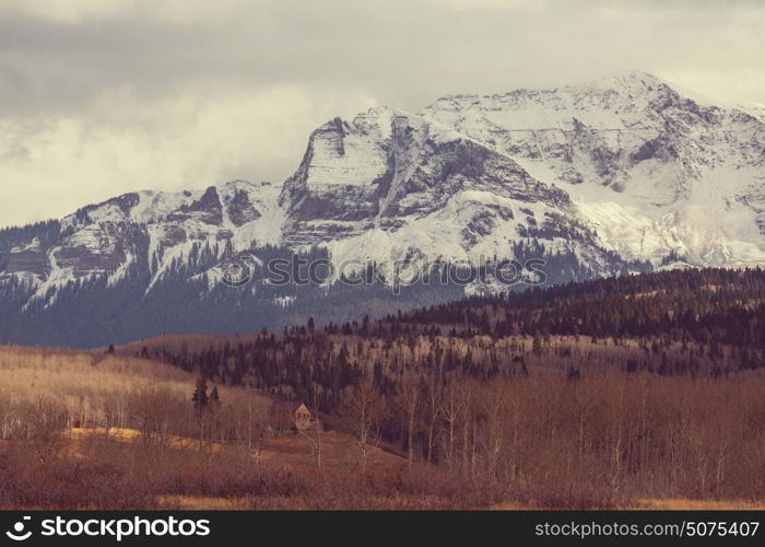 Scenic landscapes along Million dollar highway in San Juan mountains, Colorado, USA