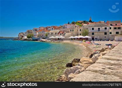 Scenic mediterranean beach in Primosten, Dalmatia, Croatia