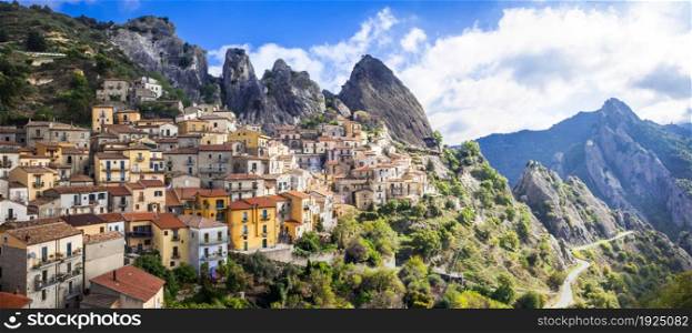 Scenic Mountain village Castelmezzano , Basilicata region, Italy
