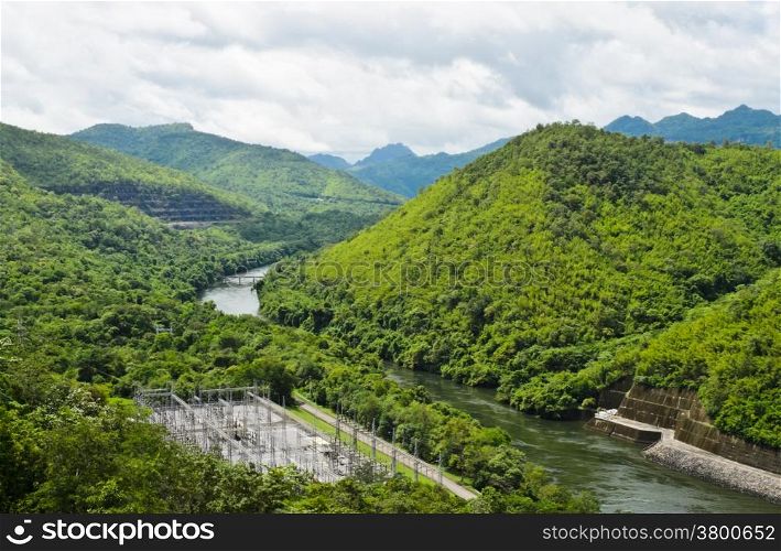 Scenic of Srinakarin Dam, Thailand