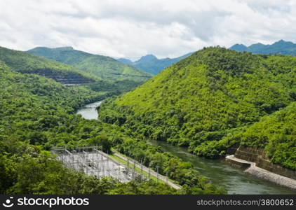 Scenic of Srinakarin Dam, Thailand