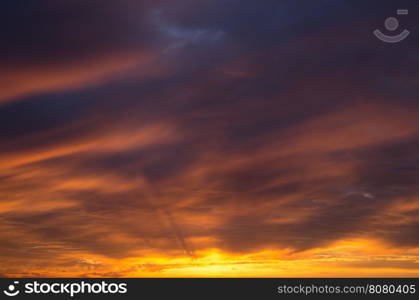 Scenic orange sunset sky background