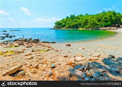 scenic photo sea bay with turquoise water