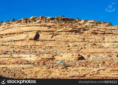 Scenic road in the mountains. Travel background.