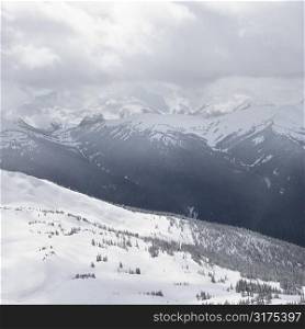 Scenic shot of moutain peaks in Whistler, Canada.