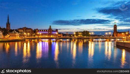Scenic summer evening panorama of the Old Town (Gamla Stan) in Stockholm, Sweden