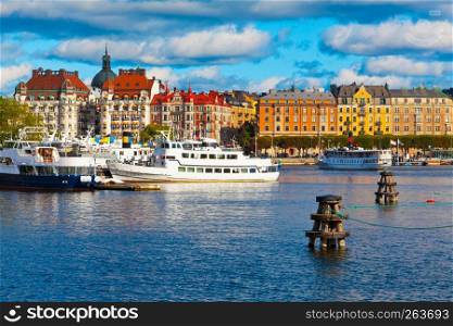Scenic summer panorama of the Old Town in Stockholm, Sweden