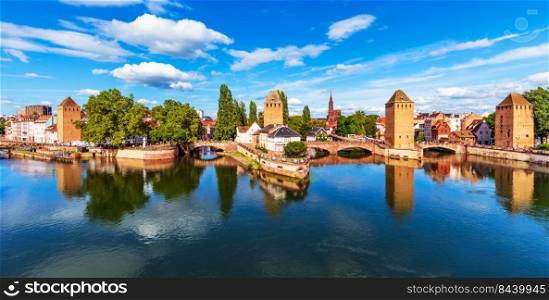 Scenic summer panorama view of the Old Town pier architecture and Limmat river embankment in Zurich, Swizerland