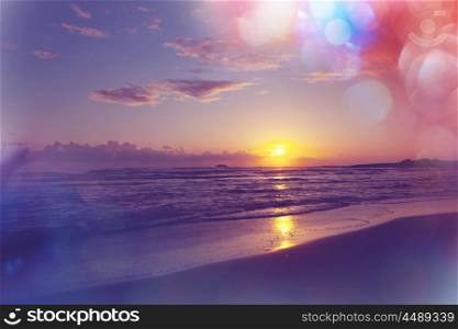 Scenic sunset at the sea coast