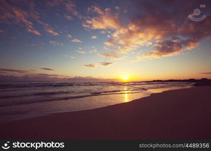 Scenic sunset at the sea coast