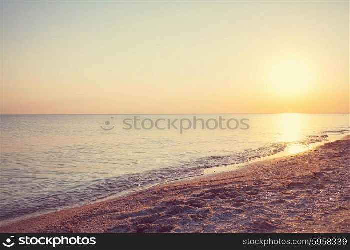 Scenic sunset at the sea coast