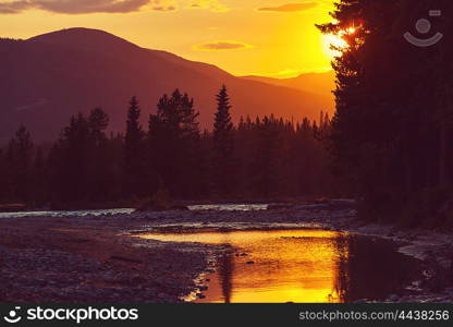 Scenic Sunset in the mountains