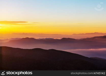 Scenic Sunset in the mountains