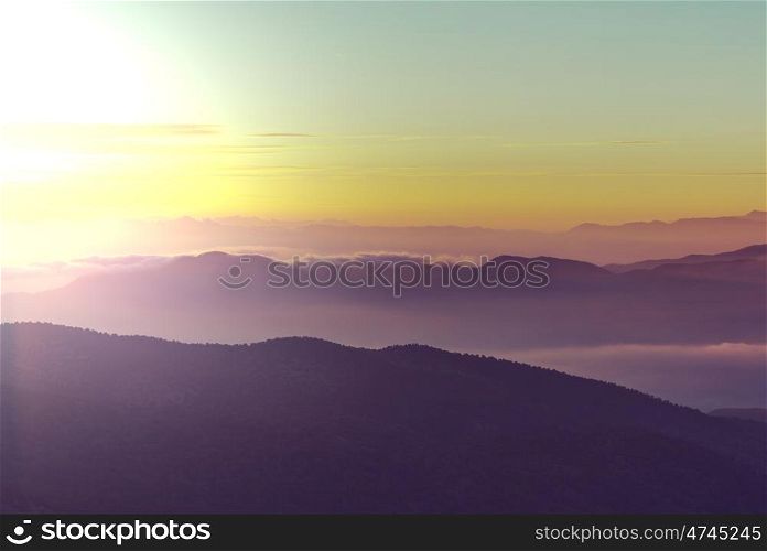 Scenic Sunset in the mountains