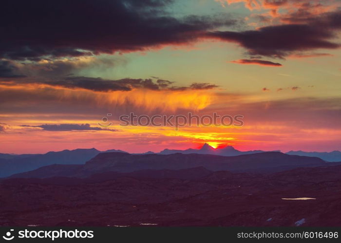 Scenic Sunset in the mountains