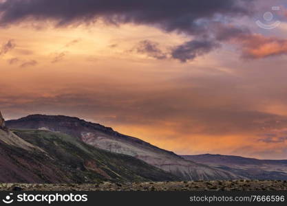 Scenic Sunset in the mountains. Beautiful natural background.