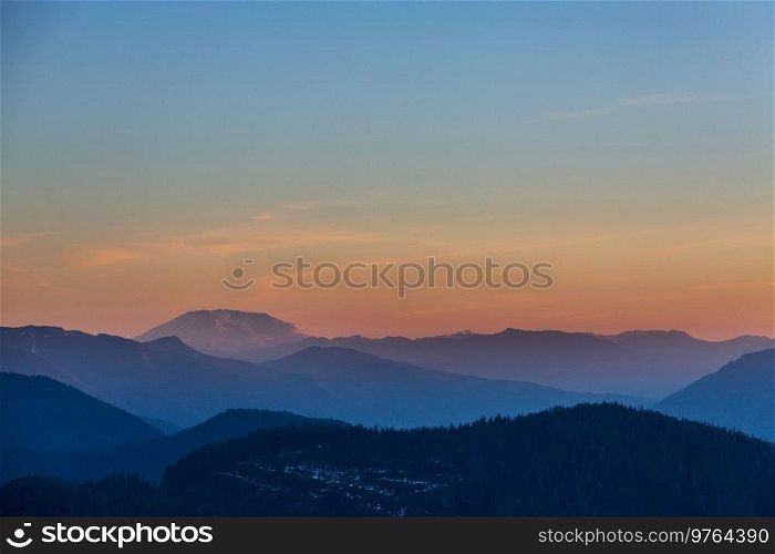 Scenic Sunset in the mountains. Beautiful natural background.