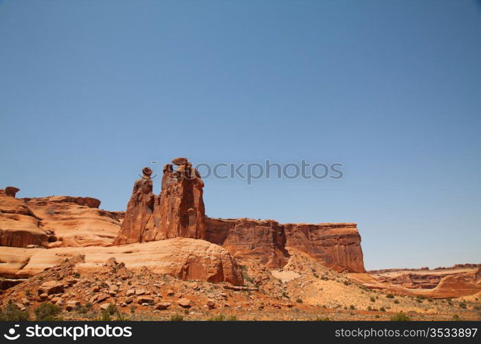 Scenic view at Arches National Park, Utah, USA in sunny day