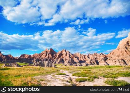 Scenic view at Badlands National Park, South Dakota, USA on acloudy day