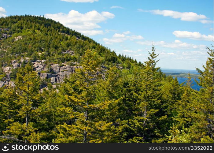 Scenic view of Acadia National Park, Atlantic Coast of Maine.