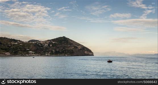 Scenic view of coastal town, Sant'Angelo, Ischia Island, Campania, Italy