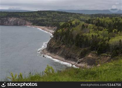 Scenic view of coastline, Ingonish, Cabot Trail, Cape Breton Island, Nova Scotia, Canada