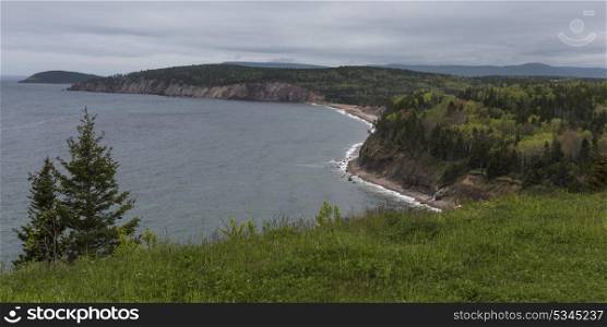 Scenic view of coastline, Ingonish, Cabot Trail, Cape Breton Island, Nova Scotia, Canada
