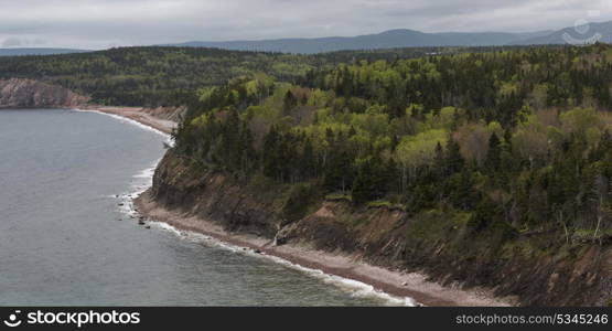 Scenic view of coastline, Ingonish, Cabot Trail, Cape Breton Island, Nova Scotia, Canada