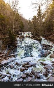 Scenic view of frozen Bastion falls at upstate New York area. Scenic view of frozen Bastion falls at upstate New York