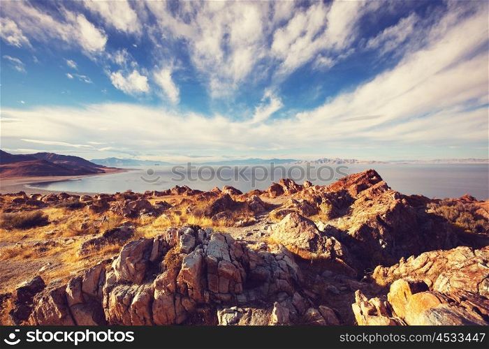 Scenic view of Great Salt Lake
