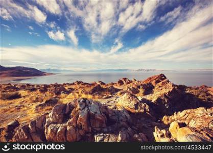 Scenic view of Great Salt Lake