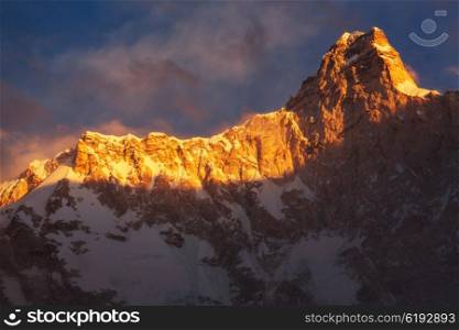 Scenic view of Jannu peak, Kanchenjunga Region, Himalayas, Nepal.