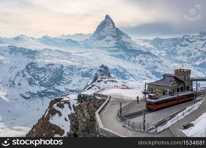 Scenic view of Matterhorn peak from Gornergrat in Zermatt, Switzerland