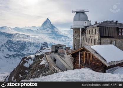 Scenic view of Matterhorn peak from Gornergrat in Zermatt, Switzerland