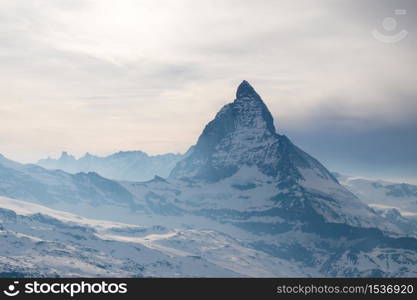 Scenic view of Matterhorn peak from Gornergrat in Zermatt, Switzerland