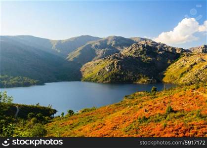 scenic view of mountain lake at Peneda-Geres National Park in northern Portugal.. Peneda-Geres National Park
