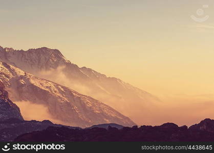 Scenic view of mountains, Kanchenjunga Region, Himalayas, Nepal.