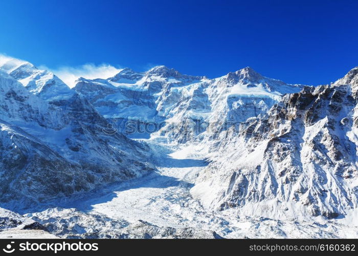 Scenic view of mountains, Kanchenjunga Region, Himalayas, Nepal.