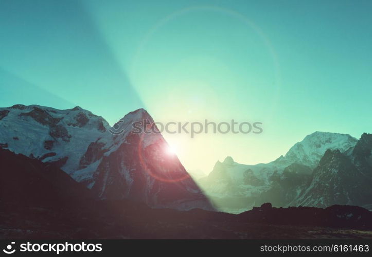 Scenic view of mountains, Kanchenjunga Region, Himalayas, Nepal.