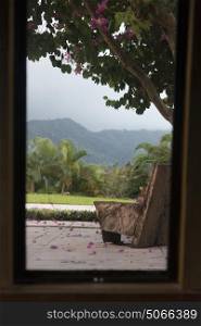 Scenic view of mountains seen through window, Yelapa, Jalisco, Mexico