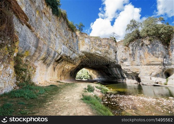 Scenic view of Natural arch in Puentedey, Burgos, Spain.