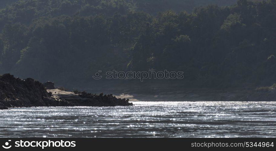 Scenic view of river, River Mekong, Oudomxay Province, Laos